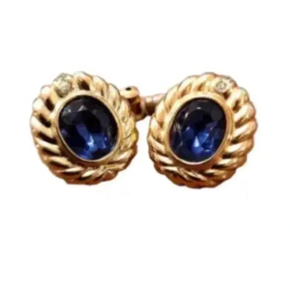 Christian Dior earrings gold x color stone fashion jewelry